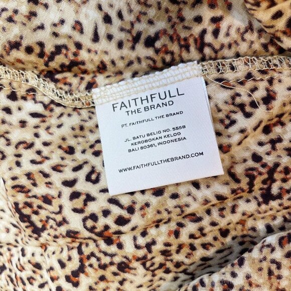 Faithfull The Brand Fontane Charlie Leopard Mini Dress Brown XL Puff Sleeves NWT - Picture 8 of 10